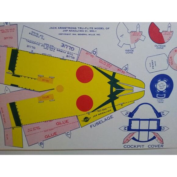 Airplane Toy Jack Armstrong Tru-Flite Model Of Japanese Nakajima GM Cereal 1944 - Picture 4 of 6